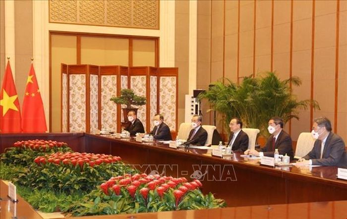 Thủ tướng Trung Quốc Lý Khắc Cường tại buổi hội kiến Tổng Bí thư Nguyễn Phú Trọng. Ảnh: Trí Dũng/TTXVN