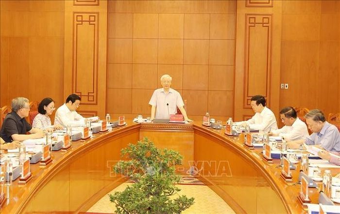 Tổng Bí thư Nguyễn Phú Trọng phát biểu chỉ đạo cuộc họp. Ảnh: Trí Dũng/TTXVN