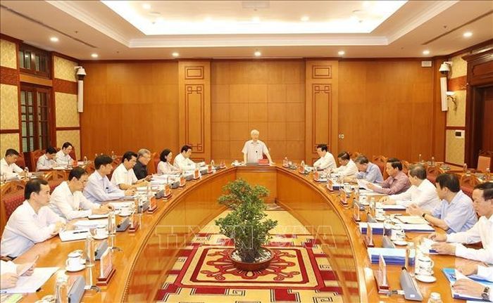 Tổng Bí thư Nguyễn Phú Trọng phát biểu chỉ đạo cuộc họp. Ảnh: Trí Dũng/TTXVN