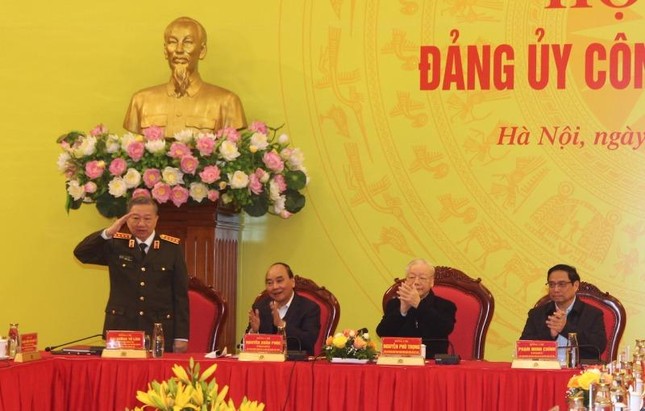 Tổng Bí thư, Chủ tịch nước và Thủ tướng dự Hội nghị Đảng uỷ Công an Trung ương ảnh 5