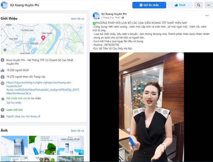 Thổi phồng công dụng trong quảng cáo sản phẩm Xịt xoang lá lốt Inod Huyền Phi