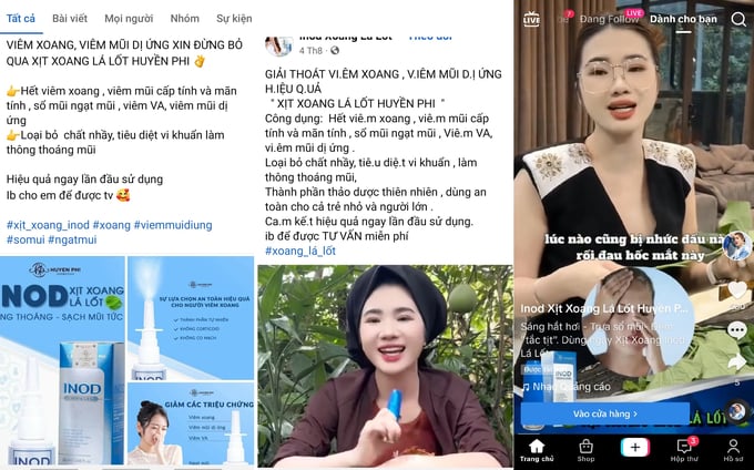 Tràn lan dấu hiệu vi phạm luật quảng cáo của sản phẩm Xịt xoang lá lốt Inod