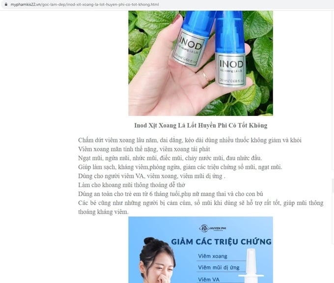 Nội dung quảng cáo trên website: https://myphamkis22.vn/