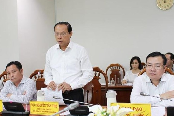 Chủ tịch UBND tỉnh Nguyễn Văn Thọ phát biểu tại buổi làm việc