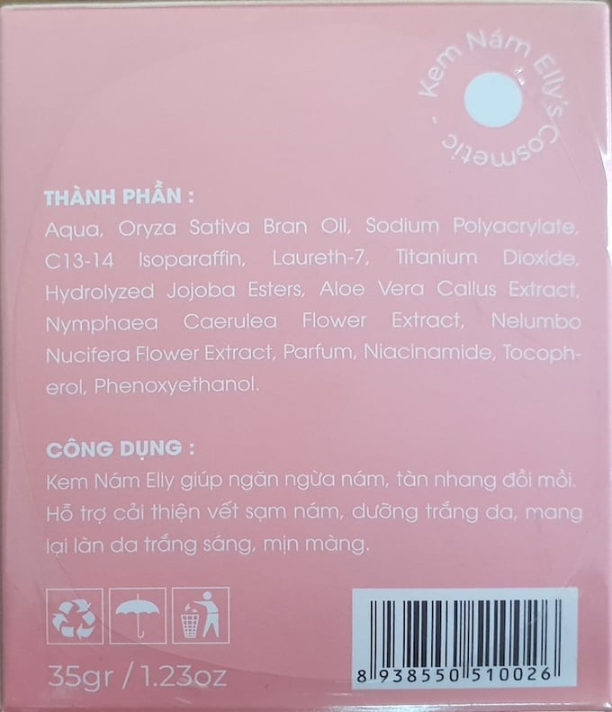 Thành phần và công dụng của kem nám Elly's Cosmetic