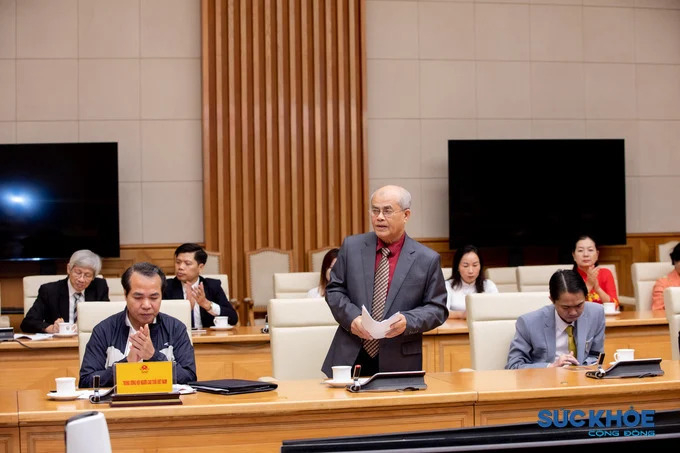 Ông Nguyễn Ngọc Anh, Chủ tịch Hội Người cao tuổi (NCT) huyện, Chủ tịch Liên Chi Hội Giáo dục chăm sóc sức khoẻ cộng đồng huyện Nghi Xuân, tỉnh Hà Tĩnh phát biểu