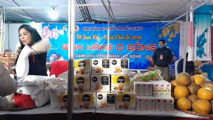 Các sản phẩm của Nestlé tại chương trình gian hàng 0 đồng của Liên đoàn Lao động tỉnh Bắc Giang