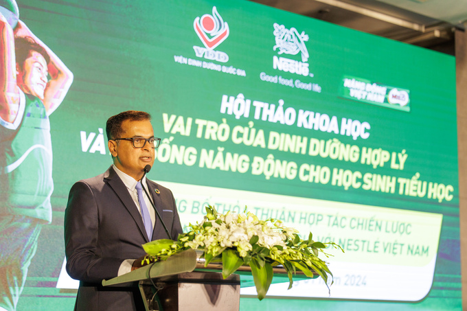 Ông Binu Jacob - Tổng giám đốc Nestlé Việt Nam phát biểu tại sự kiện