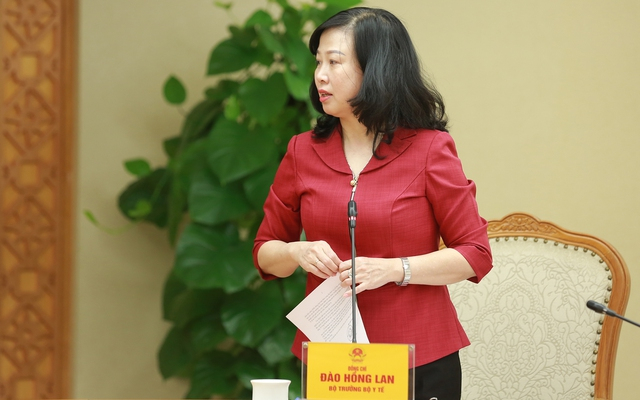 Bộ trưởng Bộ Y tế Đào Hồng Lan phát biểu tại cuộc làm việc (Ảnh: VGP/Minh Khôi)