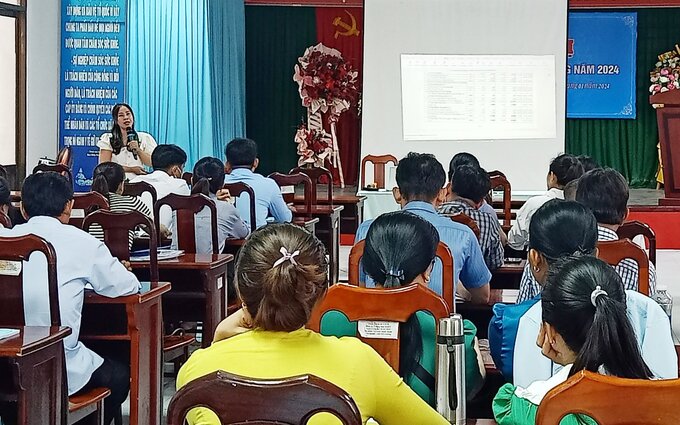 BS.CKI Nguyễn Thị Xuân - Trưởng khoa Phòng chống bệnh không lây hướng dẫn tại lớp tập huấn