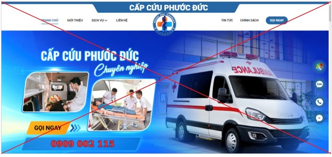 Quảng cáo trái phép của Công ty TNHH Cấp cứu Phước Đức (Ảnh: SYT)