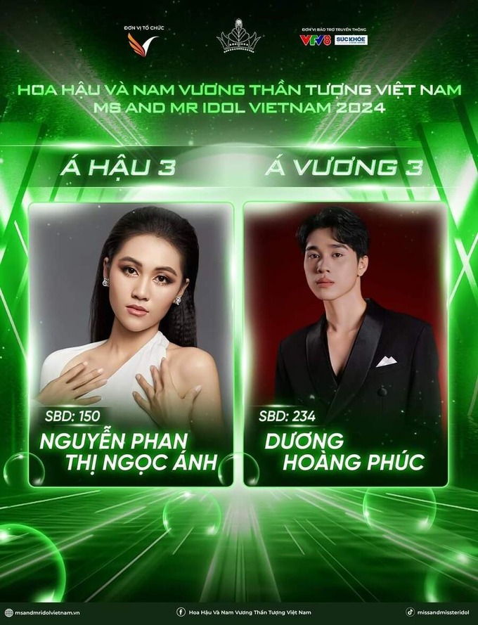 Các thí sinh xuất sắc giành được giải các giải Á Hậu 1,2,3 và Á Vương 1,2,3 tại cuộc thi