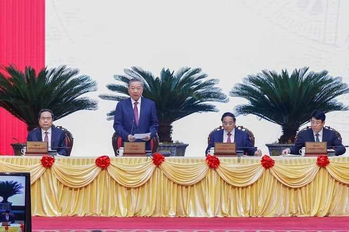 Đồng chí Tô Lâm phát biểu tại Hội nghị (Ảnh VGP/Nhật Bắc)