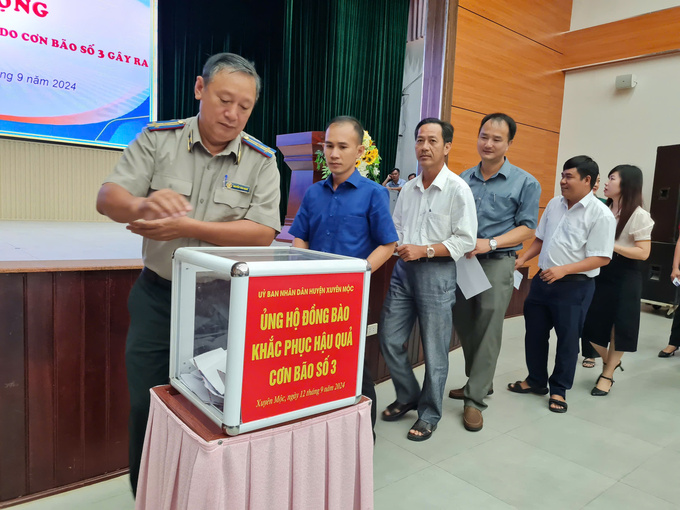 Cán bộ, nhân dân, doanh nghiệp Huyện Xuyên Mộc quyên góp hơn 500 triệu đồng ủng hộ người dân ảnh hưởng bão số 3
