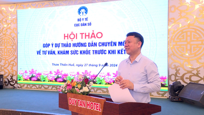 Ông Lê Thanh Dũng - Cục trưởng Cục Dân số phát biểu tại hội thảo