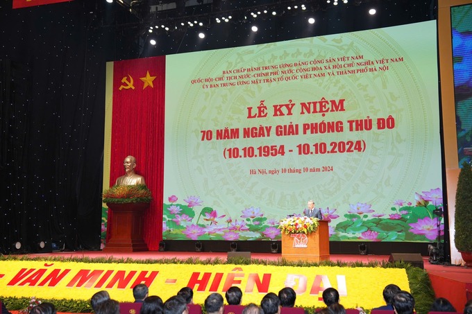 Tổng Bí thư, Chủ tịch nước Tô Lâm nhấn mạnh Thủ đô Hà Nội luôn luôn có vai trò, vị trí đặc biệt quan trọng, gắn liền với những mốc son chói lọi đầy vinh dự, tự hào (Ảnh: VGP/Gia Huy)