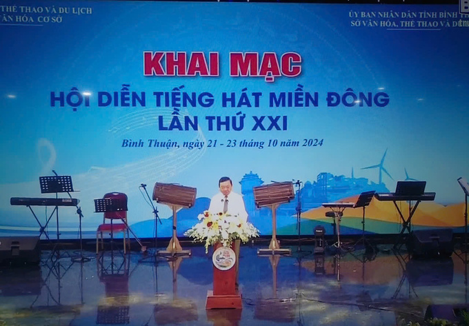 Ông Bùi Thế Nhân - Giám đốc Sở Văn hoá, Thể thao và Du lịch tỉnh Bình Thuận phát biểu khai mạc