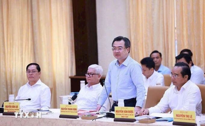 Phó Bí thư Thường trực Thành ủy TP. HCM Nguyễn Thanh Nghị phát biểu tại hội nghị
