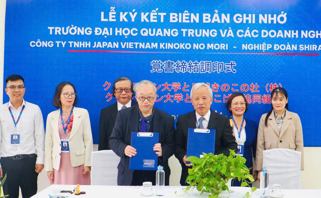Công ty TNHH Nikko Kinoko no Mori và Viện Nghiên cứu sinh học ứng dụng - Trường Đại học Quang Trung ký kết biên bản ghi nhớ
