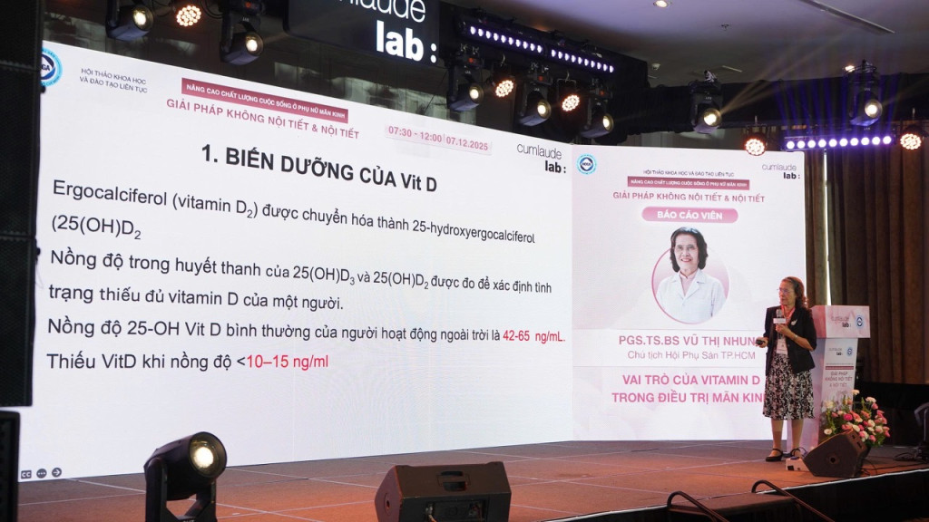 PGS.TS.BS Vũ Thị Nhung trình bày báo cáo khoa học tại hội thảo