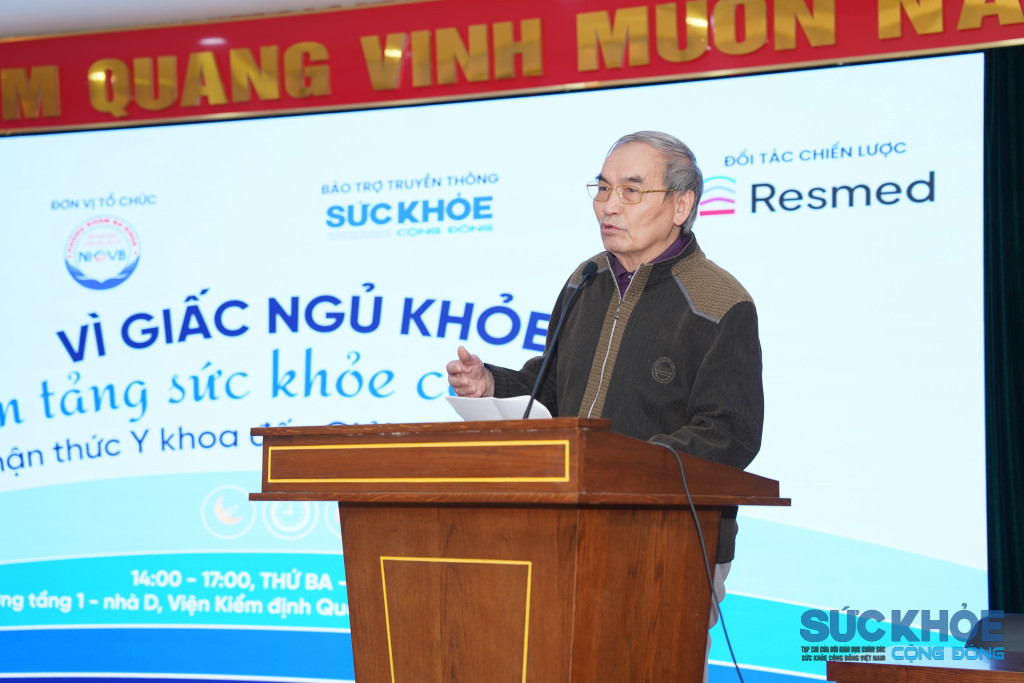 Đại tá Tạ Quang Vinh - Tổng thư ký Hội Hội Giáo dục Chăm sóc Sức khỏe Cộng đồng Việt Nam phát biểu