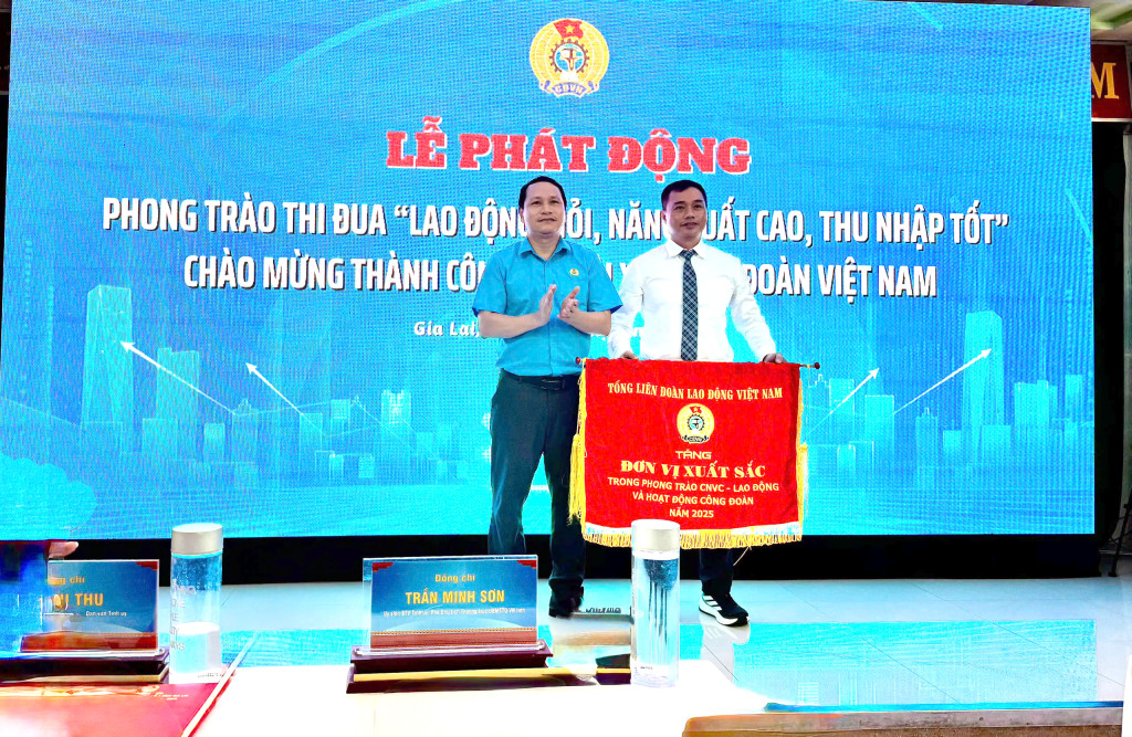 Bệnh viện Đa khoa Trung tâm tỉnh Gia Lai nhận cờ thi đua của Tổng Liên đoàn Lao động Việt Nam 