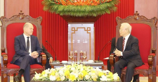 Tổng Bí thư Nguyễn Phú Trọng tiếp Thủ tướng Cộng hòa Liên bang Đức Olaf Scholz