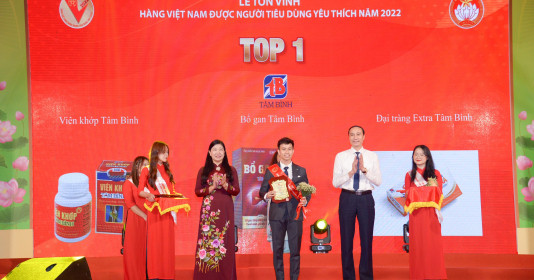 Viên khớp Tâm Bình lần thứ 3 đạt Top 1 “Hàng Việt Nam được người tiêu dùng yêu thích” 
