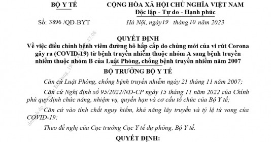 COVID – 19 chính thức từ bệnh truyền nhiễm thuộc nhóm A sang bệnh truyền nhiễm thuộc nhóm B