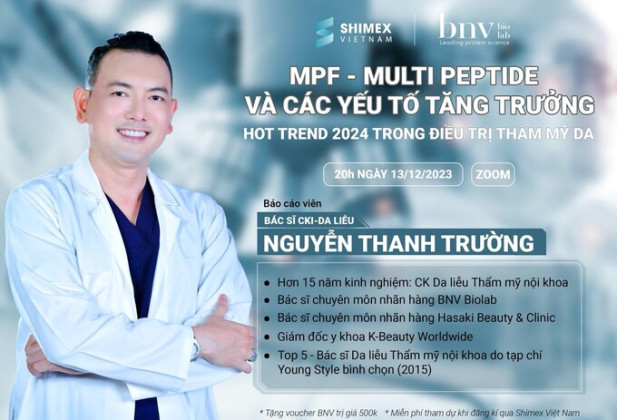 Chương trình đào tạo online “MPF™ - Phức hợp Multi Peptide &amp; yếu tố tăng trưởng: Hot trend 2024 trong điều trị thẩm mỹ da”