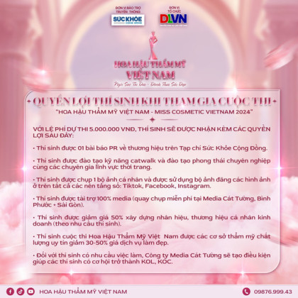 Cuộc thi “Hoa hậu thẩm mỹ Việt Nam - Miss Cosmetic Vietnam” 2024 chính thức công bố giấy chứng nhận đăng ký quyền tác giả trong nước và quốc tế