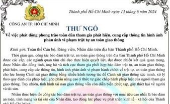 Công an TP. HCM phát động phong trào toàn dân tham gia phát hiện, cung cấp thông tin hình ảnh phản ánh vi phạm TTATGT trên địa bàn Thành phố.