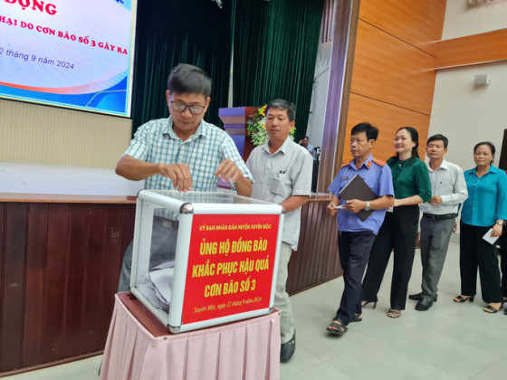 Bà Rịa – Vũng Tàu: Huyện Xuyên Mộc quyên góp hơn 500 triệu đồng ủng hộ người dân ảnh hưởng bão số 3