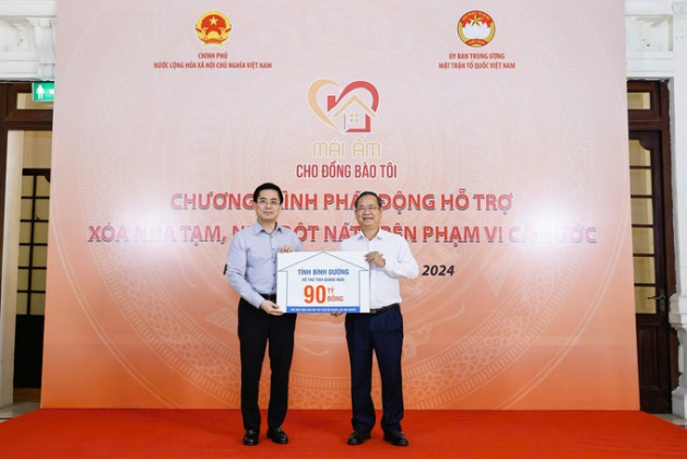 Bình Dương ủng hộ 90 tỷ đồng hỗ trợ xóa nhà tạm, nhà dột nát