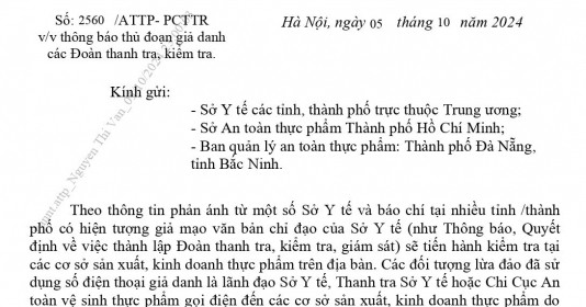 Bộ Y tế cảnh báo thủ đoạn giả danh các đoàn thanh tra, kiểm tra
