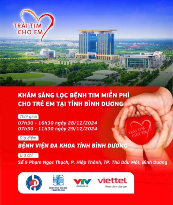 Bình Dương: Khám sàng lọc miễn phí bệnh tim bẩm sinh cho trẻ em dưới 18 tuổi