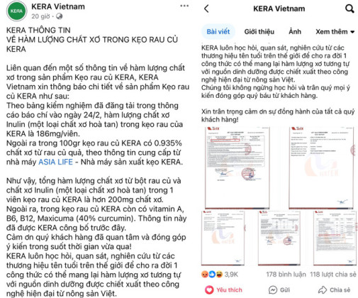Hàm lượng chất xơ kẹo rau KERA tương đương viên uống DHC
