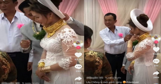 Cô dâu ở Sóc Trăng đeo vào nặng trĩu kín tay, kín cổ, nhan sắc gây chú ý hơn cả