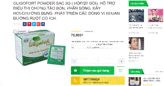 Cẩn trọng với thông tin quảng cáo thực phẩm Oligofort Powder trên một số website