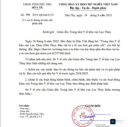 Sở Y tế Phú Thọ chỉ đạo “nóng” thông tin báo chí phản ánh Bán vật tư Y tế cao hơn giá niêm yết
