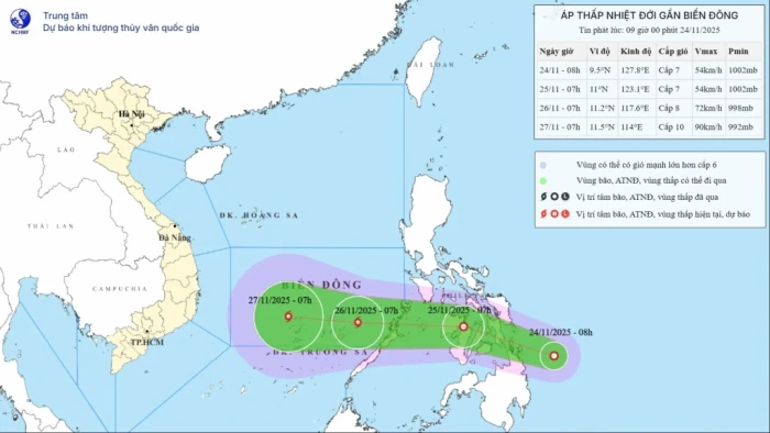 Áp thấp nhiệt đới Verbena gây mưa lớn ở Philippines, dự báo ngày 26/11 đổ bộ biển Đông thành cơn bão số 15